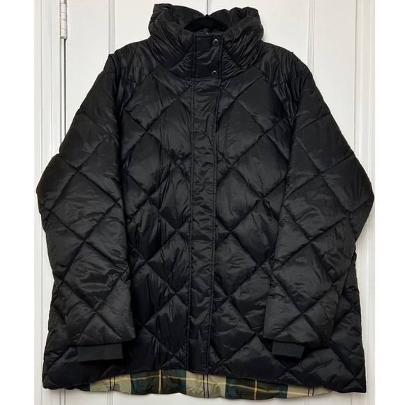 NWT BARBOUR Hoxa Diamond Quilted High Neck Drawcord Waist Slim Puffer Coat 2X - Picture 3 of 9
